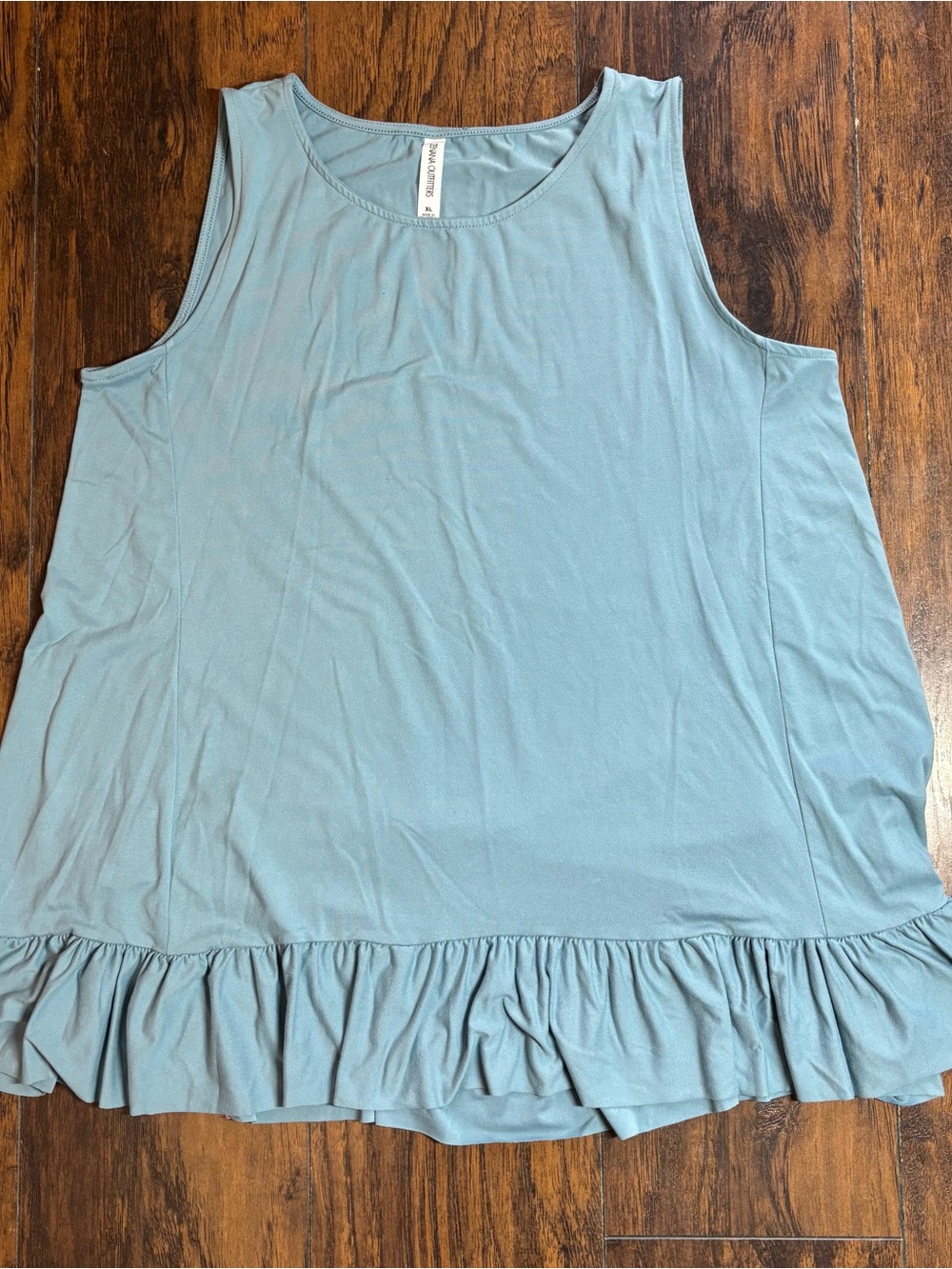 Zenana Outfitters Dusty Blue Ruffle-Hem Tank Top Size XL
